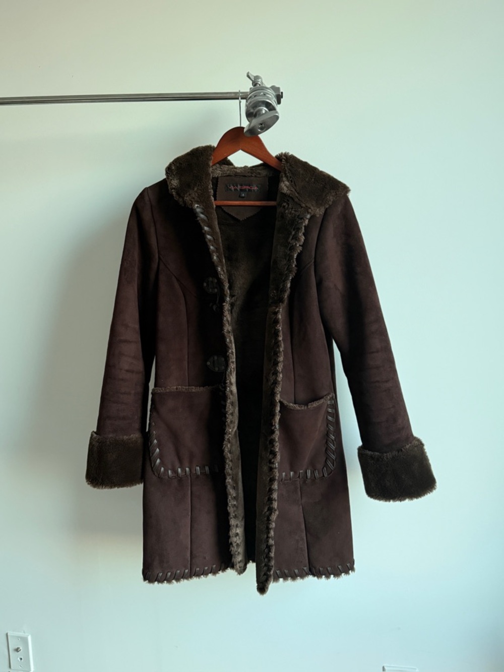 Italian-Inspired 80’s Vintage Faux Fur Coat with Hood